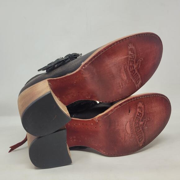 Freebird By Steven Heels 8 Brown Black Antique Leather Ramsay Mary Jane Strappy - Picture 9 of 11